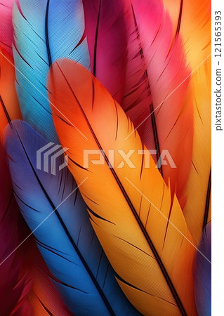 Feathers wallpaper design for smartphone screen. Ai generative 121565393