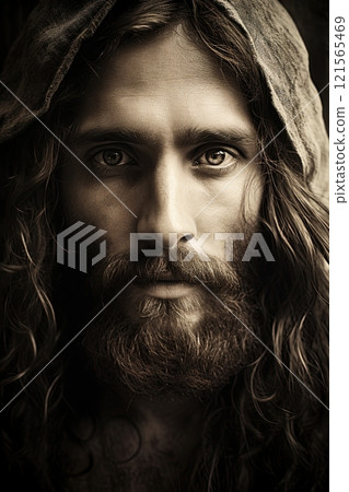 Jesus Christ portrait. Son of God our Lord saviour. Generative Ai 121565469