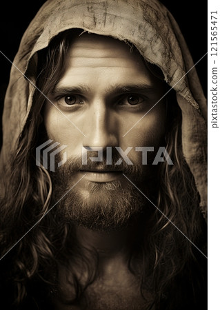 Jesus Christ portrait. Son of God our Lord saviour. Generative Ai Jesus Christ portrait. Son of God our Lord saviour. Generative Ai 121565471