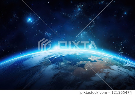 Planet Earth in space in a galaxy Milky Way. Ai Generative 121565474