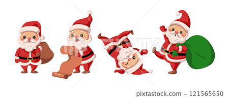 Funny Santa Clauses for merry Christmas flat vector icons Funny Santa Clauses for merry Christmas flat vector icons 121565650