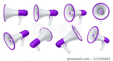 Modern loudspeakers with purple details vector illustration 121565665