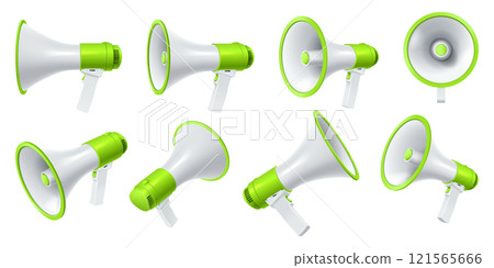 Modern bullhorns with green elements vector illustration set 121565666