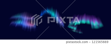 Northern lights illuminating sky realistic color icons set Northern lights illuminating sky realistic color icons set 121565669