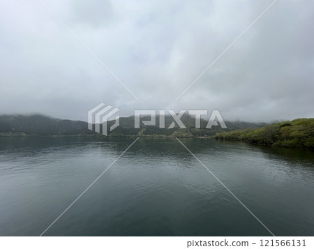 Lake Ashi seen from a boat Lake Ashi seen from a boat 121566131