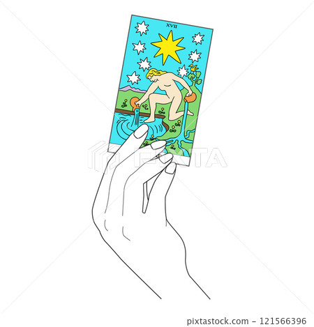 Star Card: Hand Holding Tarot Cards 121566396