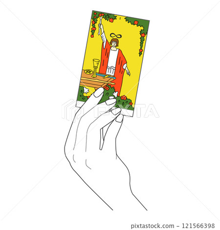 Magician Card: Hand holding tarot cards Magician Card: Hand holding tarot cards 121566398