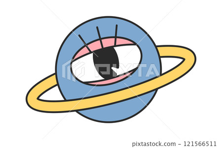 Cute comic planet groovy mascot 121566511