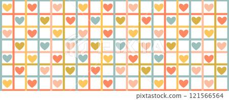 Valentine's day abstract geometric seamless pattern. Mosaic minimalist background, banner, template with simple shapes, hearts. Valentine's day abstract geometric seamless pattern. Mosaic minimalist background, banner, template with simple shapes, hearts. 121566564