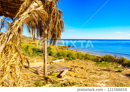 Beach sea shore. Coast in Murcia Spain. 121566658