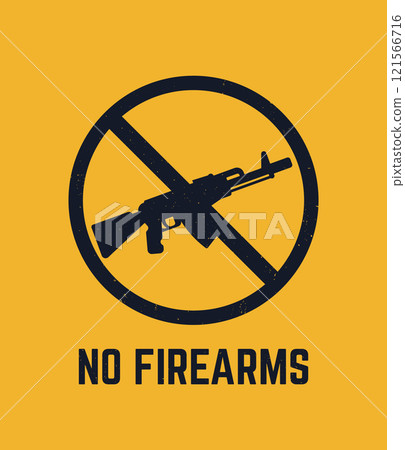 no guns sign with automatic rifle, no firearms 121566716