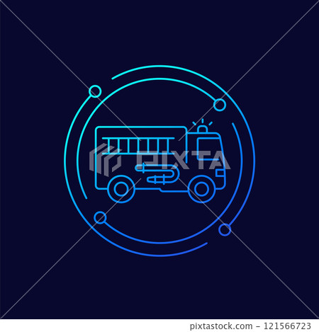 fire truck icon in linear design 121566723