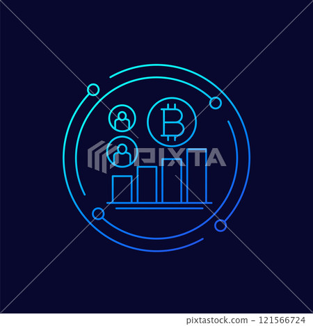 bitcoin users icon, linear design 121566724