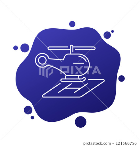 helipad and helicopter line icon 121566756