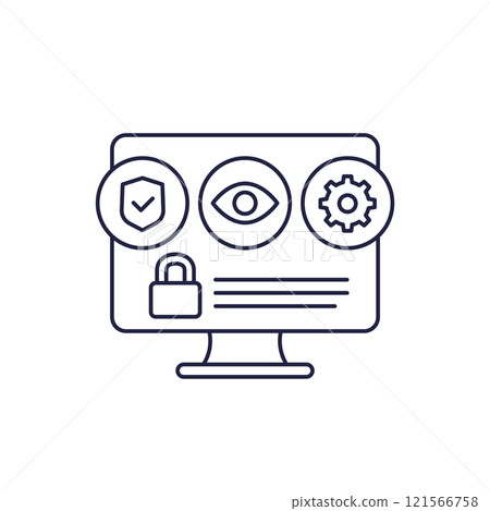 privacy and security line icon, vector 121566758