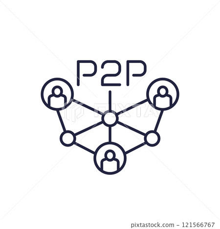 p2p icon, peer-to-peer line vector p2p icon, peer-to-peer line vector 121566767