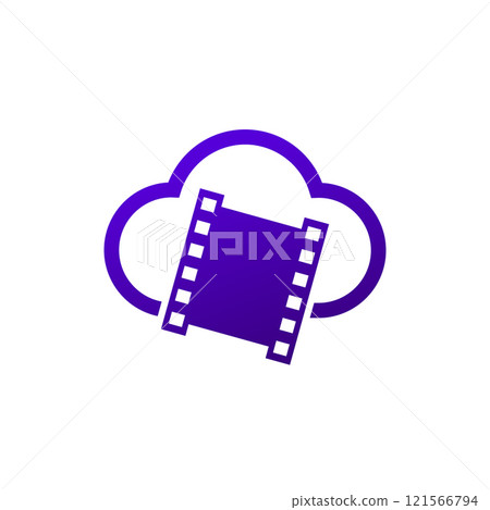 video in cloud icon with film strip 121566794