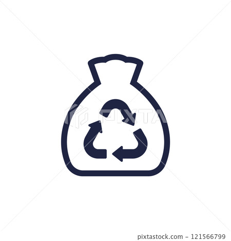 Trash bag, garbage icon on white Trash bag, garbage icon on white 121566799