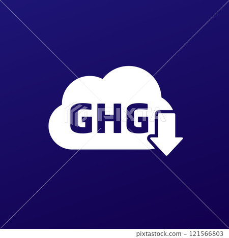 GHG reduction icon, reducing greenhouse gas vector 121566803