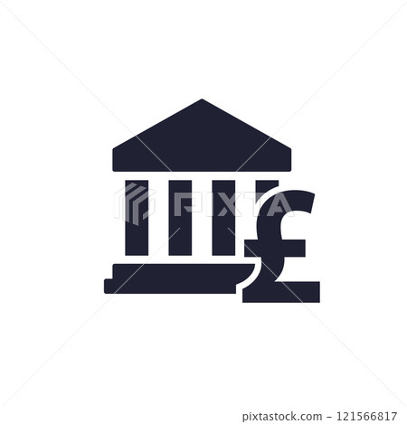 Bank and pound icon, pictogram on white Bank and pound icon, pictogram on white 121566817
