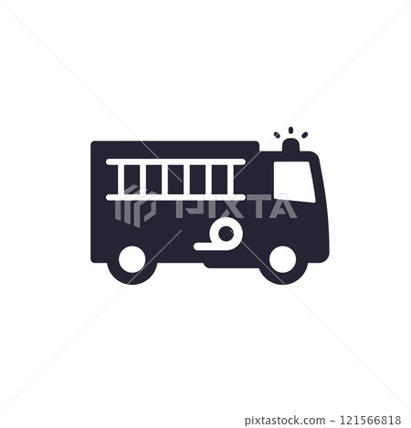 fire truck icon on white, vector pictogram fire truck icon on white, vector pictogram 121566818