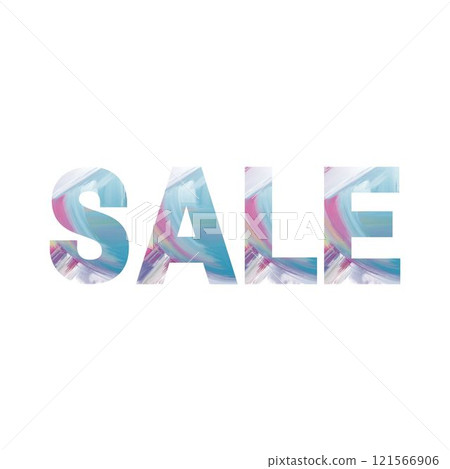 the word " sale " with flowers and a flower on a white background, watercolor 121566906
