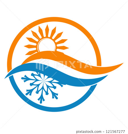 Sun snowflake sign air conditioning and heating Sun snowflake sign air conditioning and heating 121567277