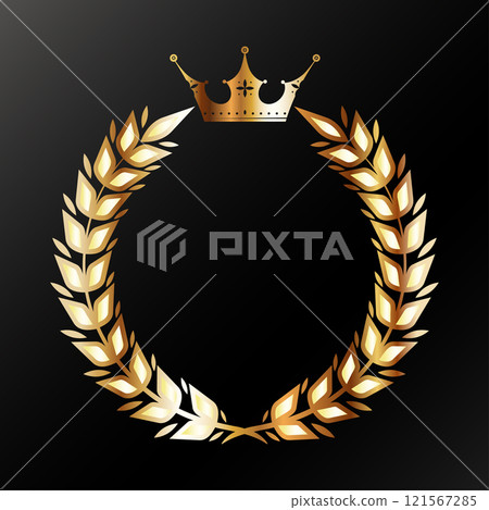 Wreath of leaves and golden beautiful crown Wreath of leaves and golden beautiful crown 121567285