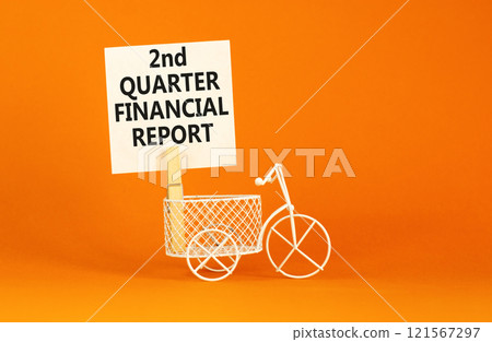 2nd quarter financial report symbol. Concept words 2nd quarter financial report on beautiful white paper. Beautiful orange background. Business 2nd quarter financial report concept. Copy space. 2nd quarter financial report symbol. Concept words 2nd quarter financial report on beautiful white paper. Beautiful orange background. Business 2nd quarter financial report concept. Copy space. 121567297