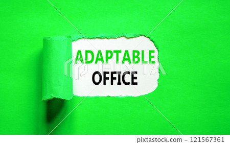 Adaptable office symbol. Concept words Adaptable office on beautiful white paper. Beautiful green paper background. Business Adaptable office concept. Copy space. 121567361