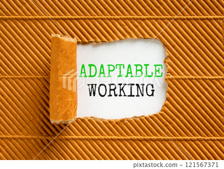 Adaptable working symbol. Concept words Adaptable working on beautiful white paper. Beautiful brown paper background. Business Adaptable working concept. Copy space. 121567371