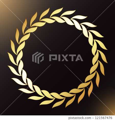 Golden beautiful round wreath of the winner heraldic leaves Golden beautiful round wreath of the winner heraldic leaves 121567476