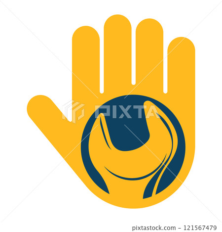Hand and wrench symbol for repair 121567479