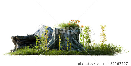 PNG transparent tree stump with grass and flower PNG transparent tree stump with grass and flower 121567507