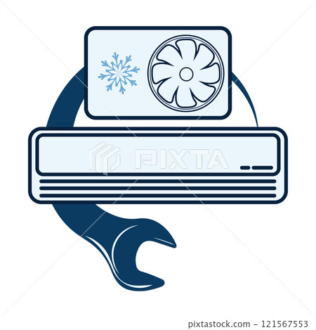 Air conditioner and wrench symbol, service and installation 121567553