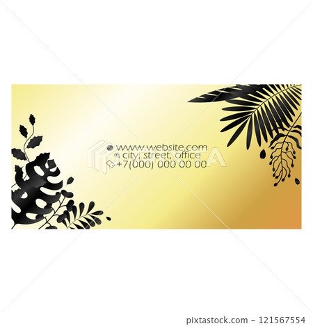 Business card beautiful concept with black flowers on golden background 121567554