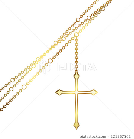 Gold Catholic Christian cross with chain 121567561