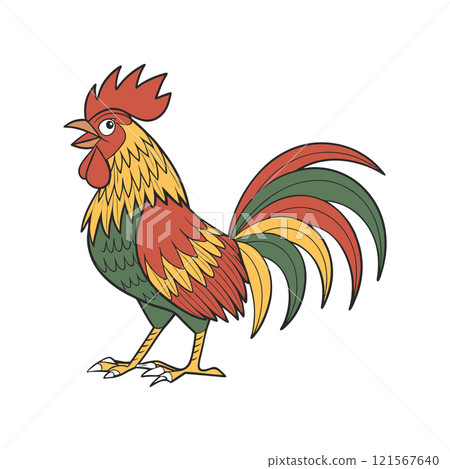 Illustration of a rooster on a white background. Cute farm poultry. Illustration of a rooster on a white background. Cute farm poultry. 121567640