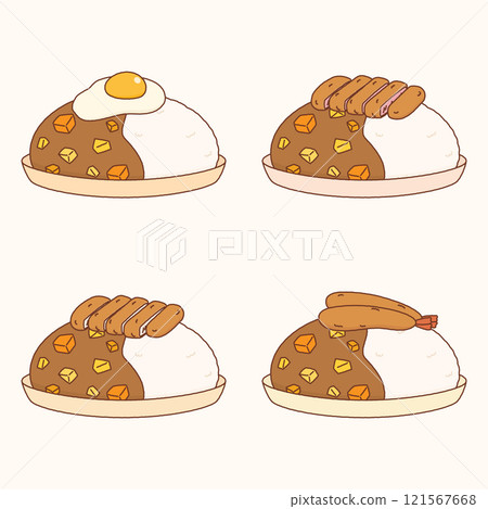 set of japanese curry dish 121567668