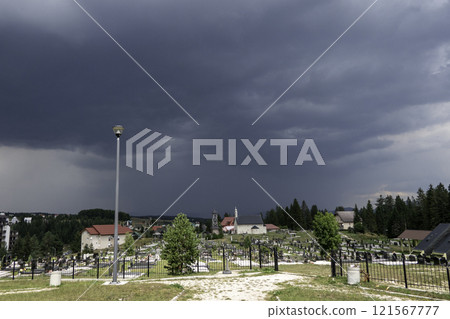 Montenegro, Zabljak cemetery around the church. Montenegro, Zabljak cemetery around the church. 121567777