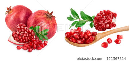 Pomegranate isolated on white background  with full depth of field. 121567814