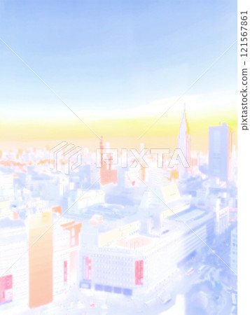 Tokyo cityscape. Illustration style photo. 121567861