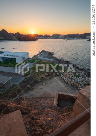 Muttrah Corniche Sunset View in Muscat, Oman 121568274