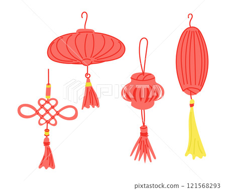 Traditional Chinese lanterns and decorative knot Traditional Chinese lanterns and decorative knot 121568293