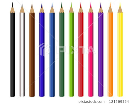Set colored pencils on white background. Set colored pencils on white background. 121569334