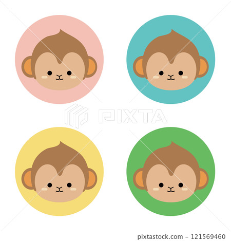 Cute monkey face illustration set 121569460