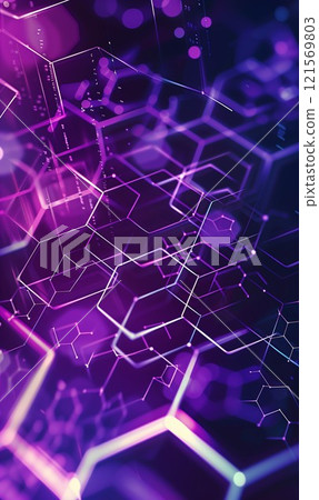 abstract hexagon pattern purple background, digital cyberspace and technology concept wallpaper, virtual surface backdrop 121569803