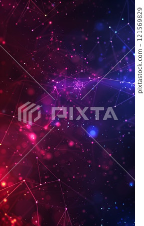 colorful abstract background with shiny neon purple and blue lines and connections, technology and cyberspace background 121569829