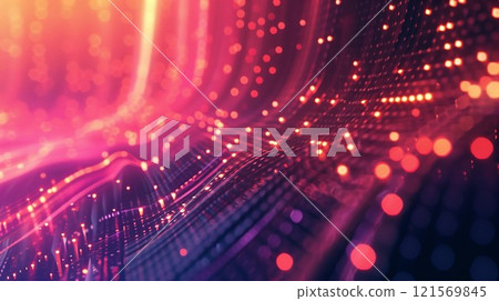 colorful abstract background with shiny neon purple and blue glitter and waves, technology and cyberspace background 121569845