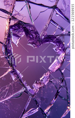 broken glass heart abstract background, painful feelings and emotions concept, break up and divorce, separation and breakup 121569935